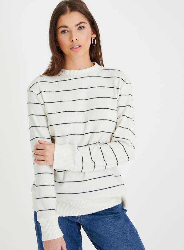 White Stripe Dropped Shoulder Jumper 8